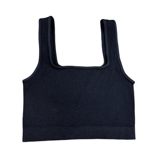 Malibu Sugar Black ribbed crop tank top, One size