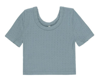 Rylee + Cru Blue Crop Pointelle Tee, 6-7 years