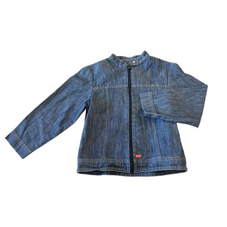 Kenzo Denim Zip-Up Jacket with Pink Embroidery on Back, 6 years
