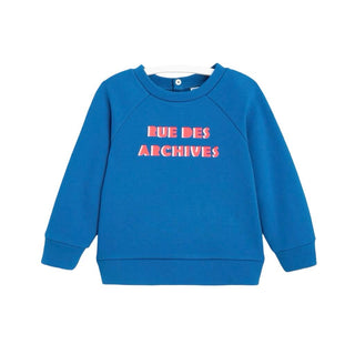 Jacadi Blue Sweater with Archives Graphic, 12 years