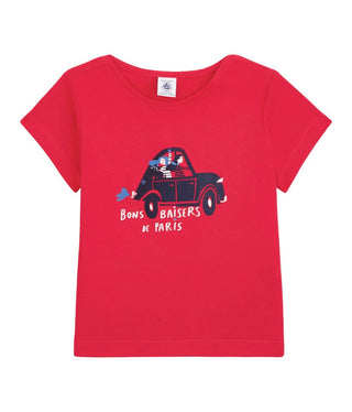 Petit Bateau Red T-Shirt with Car Graphic, 10 years