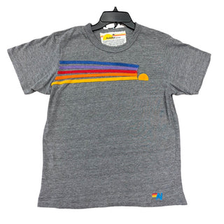 Aviator Nation Heather grey w/rainbow & sun applique tshirt, Women’s medium