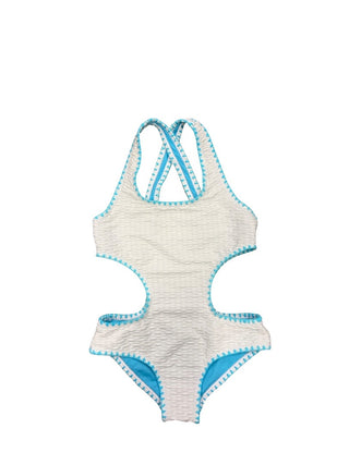 Limeapple White and blue cut out one piece, 7-8 years