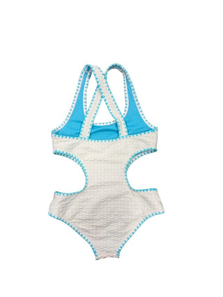 Limeapple White and blue cut out one piece, 7-8 years