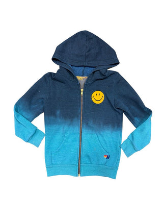 Aviator Nation Blue Ombre Smiley Hooded Sweatshirt, 6 years
