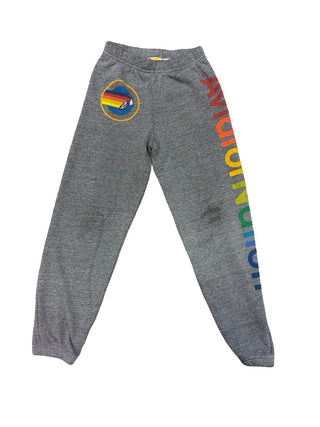 Aviator Nation Grey Sweatpants with Logo and Graphics - Some wear, reflected in price, 8 years