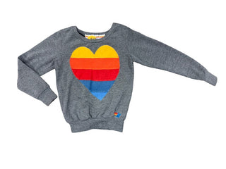 Aviator Nation  Heart Applique Crew Neck Sweatshirt, 6 years