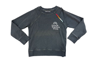 Spiritual Gangster  Black Washed Sweatshirt with Embroidery and Vibes Graphics, 6 years