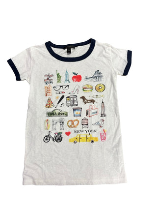 J.Crew White and navy tshirt with details, XXS