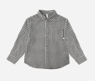 Rylee + Cru Black and White Gingham Check Button Down Collared Shirt, 6-12 months