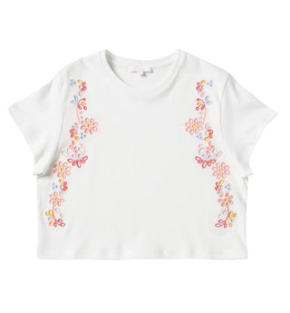 Chloe White floral embroidered tshirt, 12 years
