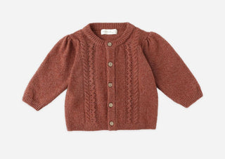 Quincy Mae Rust Cardigan with Puff Sleeve Detail, 2-3 years