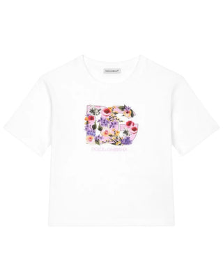 Dolce & Gabbana White floral logo tshirt, 12-14 years