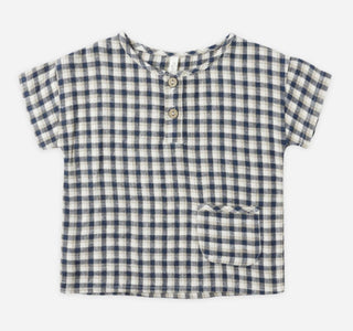 Rylee + Cru Henley Plaid Shirt with Pocket Detail, 18-24 months
