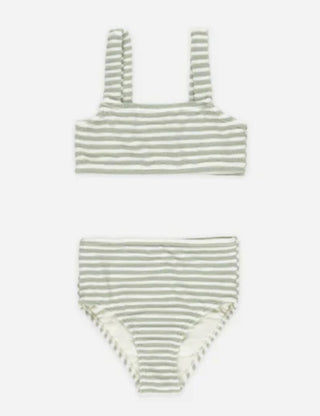 Rylee + Cru Green Stripe Terrycloth Bikini, 2-3 years