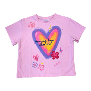 Zara Pink heart “Amazing days never end” tshirt, 6-7 years
