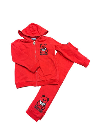 Moschino Red bear set pants/zipup, 3 years