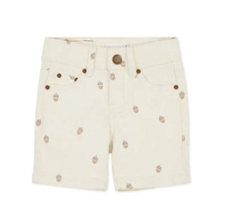 Jamie Kay Cream Denim Shorts with Acorn Pattern , 3 years