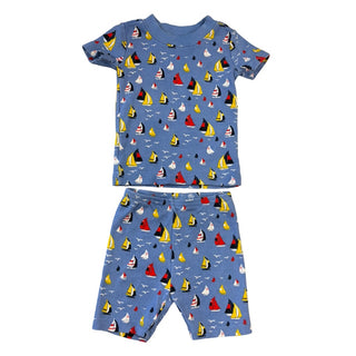 Janie and Jack Blue sailboat tshirt/short pajama set, 18-24 months