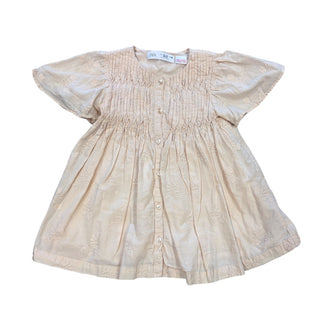 Zara Light peach dress w/embroidered flowers, 12-18 months