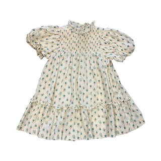 Janie and Jack Yellow w/pink floral ruffle dress, 18-24 months