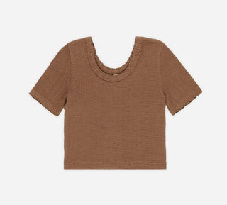 Rylee + Cru Knit Cropped Tee in Brown, 2-3 years