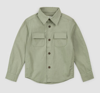 Miles the Label Green Button Down Shirt with Pockets, 3 years