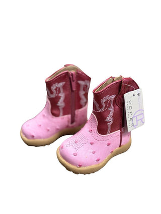 Roper Pink Shiny Cowgirl Boots - New In Box, 2 little kid