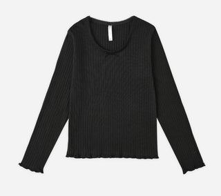 Rylee + Cru Black Ribbed Longsleeve with Bow , 2-3 years