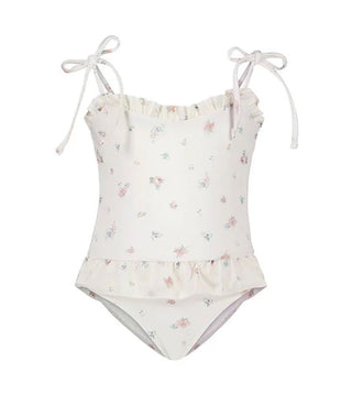 Jamie Kay Ruffle One Piece Bathing Suit with Flower Pattern, 2 years
