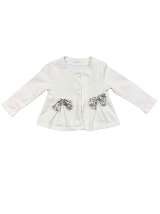 Il Gufo White sweater with floral bow, 18 months