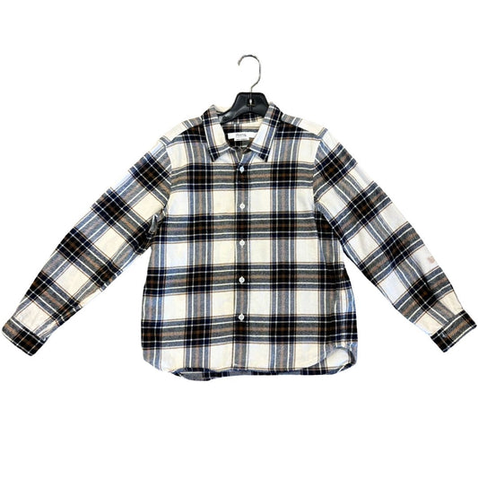 Bonpoint navy/tan plaid shirt, 10 years