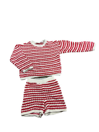 Zara Red and white knit stripe sweater/shorts, 5 years