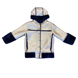 Billie Blush rose gold w/blue fur lining coat, 6 years