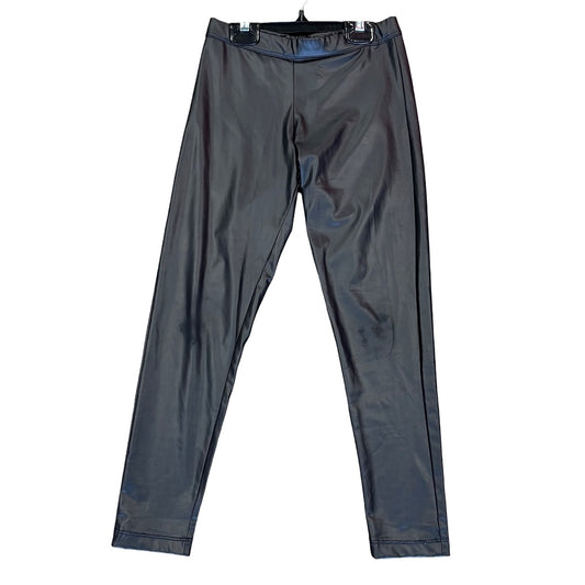 Flowers By Zoe Black pleather leggings, Medium