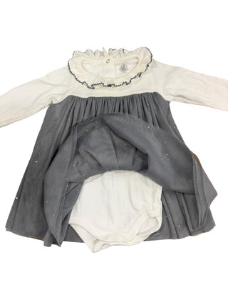 Petit Bateau Dress with bodysuit tied in, 6 months