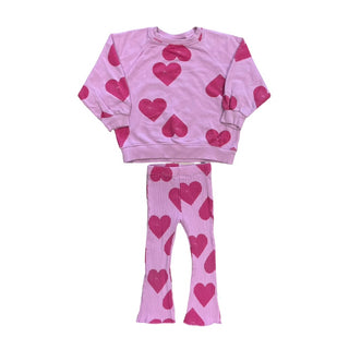 Zara Pink heart sweatshirt/ribbed pant set, 2-3 years