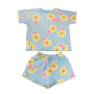 Zara Turquoise floral tshirt/short set, 3 years