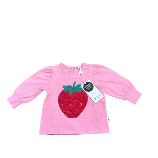 Hux Furry strawberry puff sleave top, 6-12 months