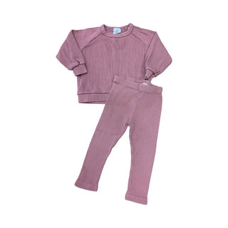 Zara Dusty pink waffle long sleeve/pant set, 12-18 months