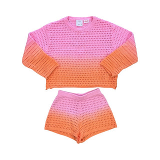 Zara Crochet pink/orange sweater/short set, 3 years