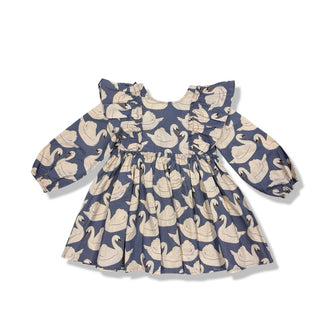 Konges Slojd Evia bow dress with swan print -new with tag, 2 years