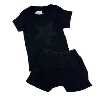 Nununu black w/star tshirt/short lounge set, 6-7 years