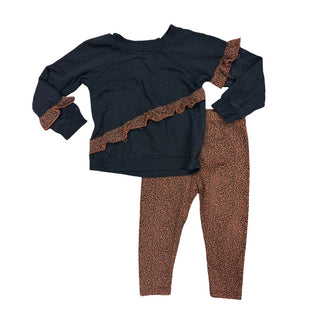 Splendid Black/leopard print top/pant set, 6-12 months
