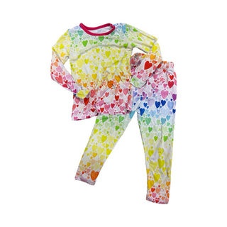 Macaron + Me Rainbow hearts long sleeve/pant pajamas, 2 years