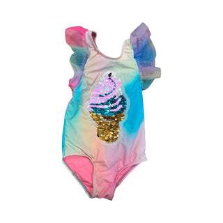 Beach Lingo Rainbow w/sequin ice cream cone swim suit, 3 years