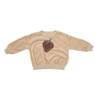 Rylee + Cru pink terry sweatshirt w/stawberry, 6-12 months