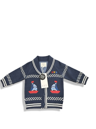 Hux Nautical Shawl collar cardi, 6-12 months