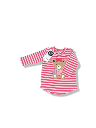 Hux Berry Stripe sitting top, 6-12 months