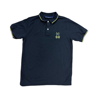 Psycho Bunny Navy w/yellow trim collared cotton shirt, 18-20 years